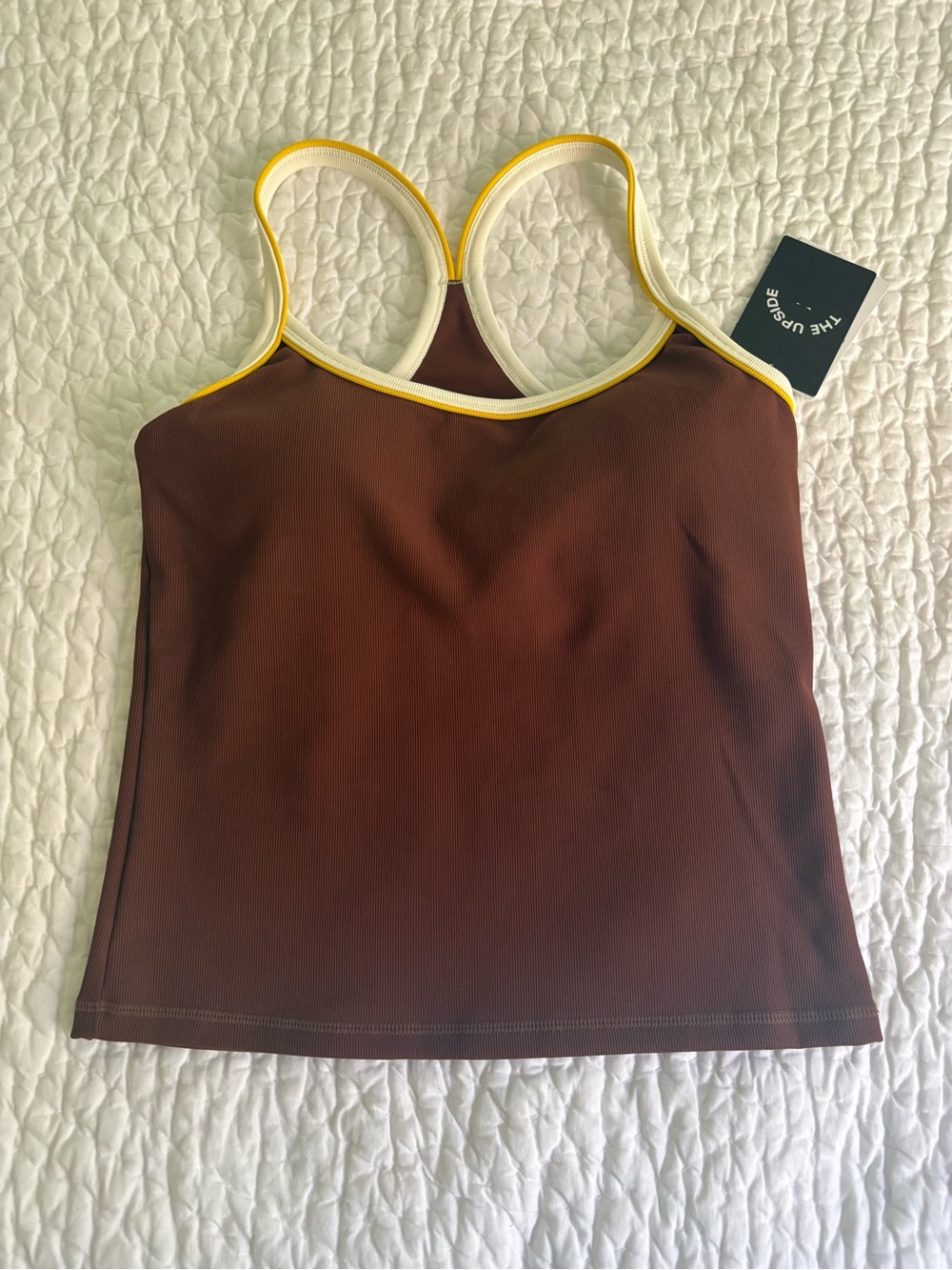 The Upside Women's Brown Contrast-Trim Tank Top